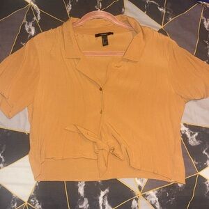 Forever 21 Women's Tie-Front Crop Top - Tan